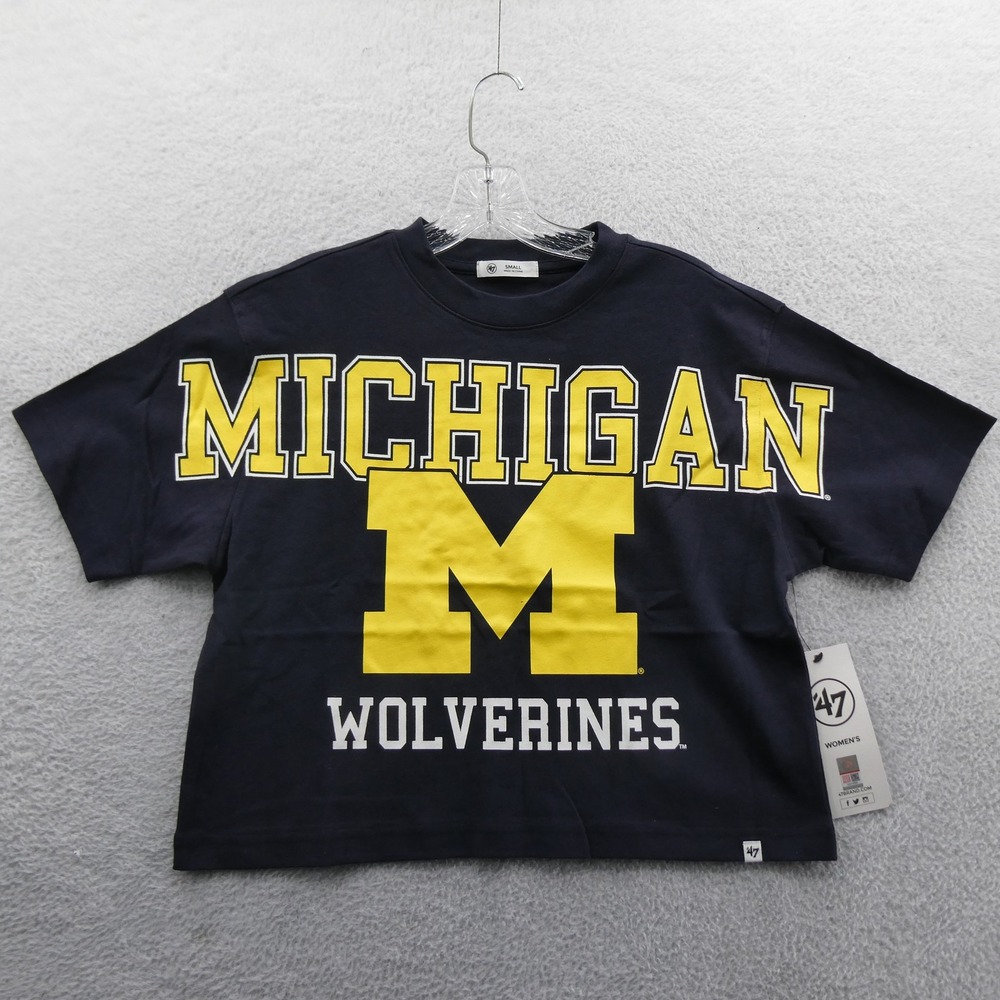 47 Brand Michigan Wolverines Women Small Navy Blue Short Sleeve Cotton Top